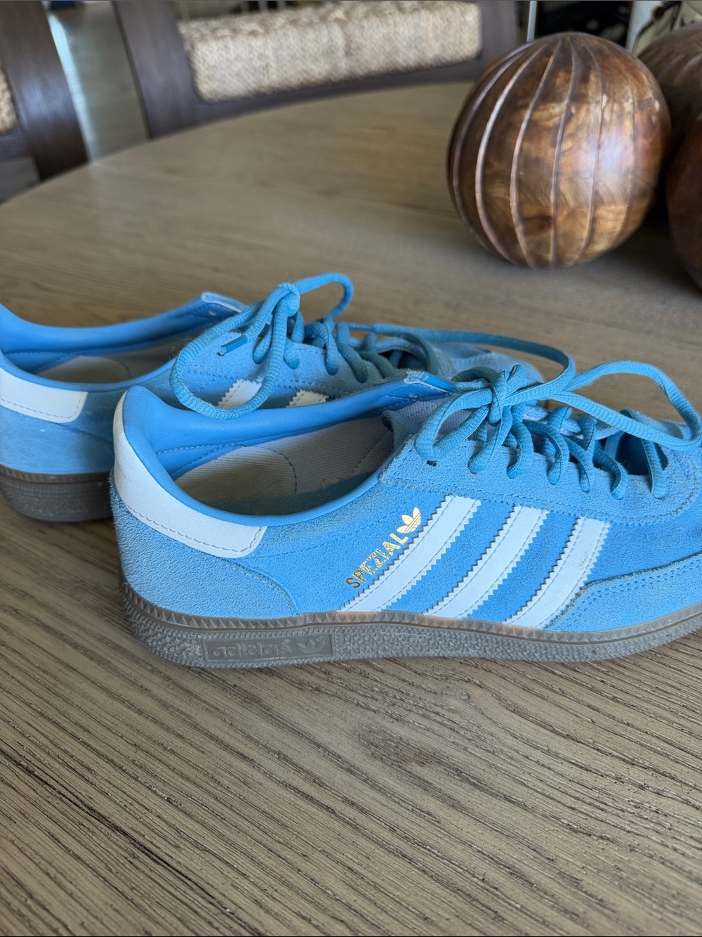 adidas Sky Blue Suede Spezial Sneakers with White Stripes